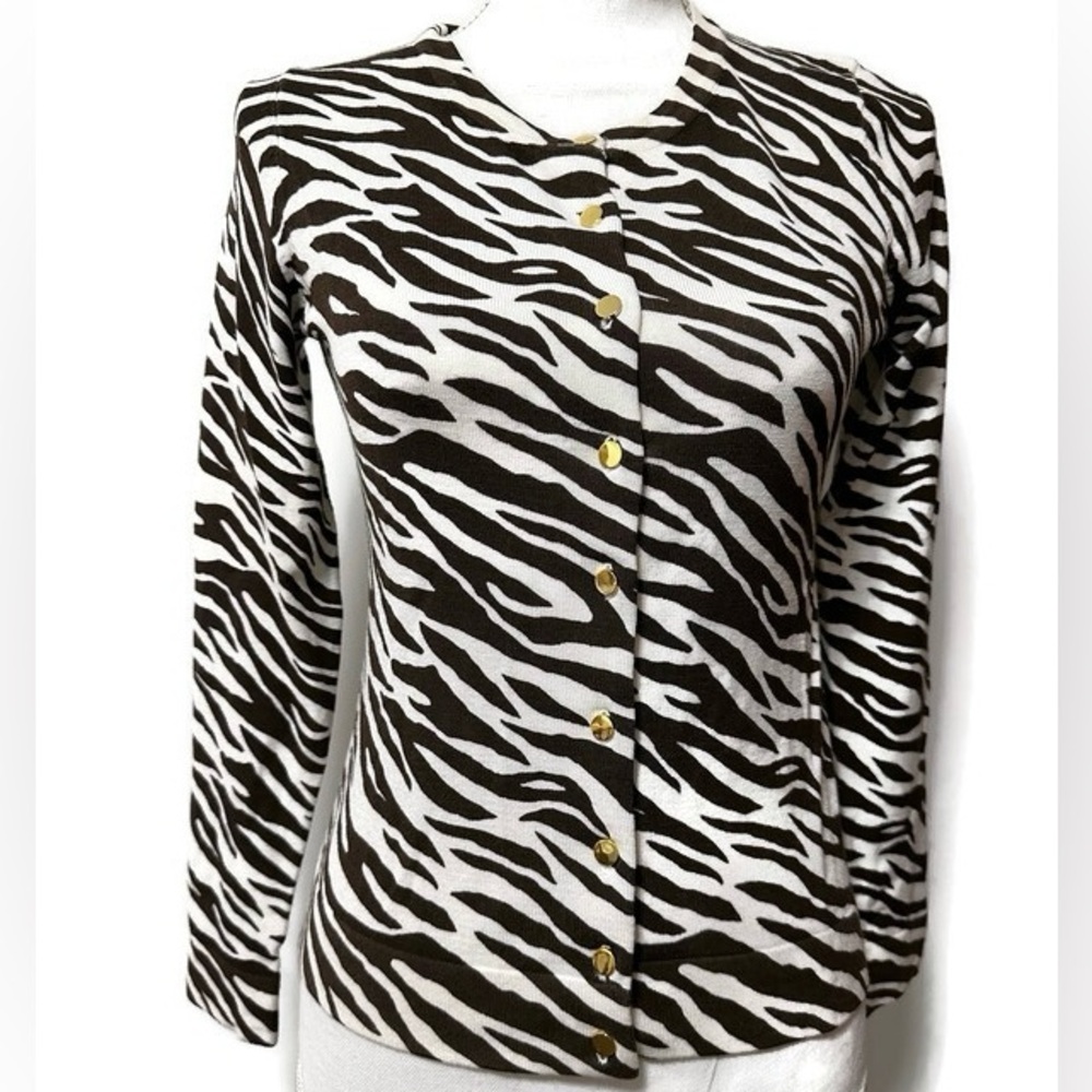 Charter Club Petite Animal Print Cardigan Sweater PS
